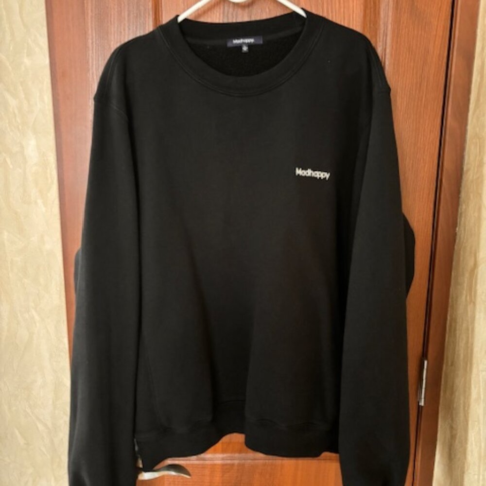 100% Authentic Guarantee Madhappy Men's Black Heavy Crewneck Sweatshirt Size L